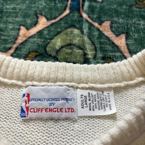 Vintage 80s Cliff Engle Los Angeles Lakers NBA Knit Sweater USA Made Purple L - Picture 4 of 6